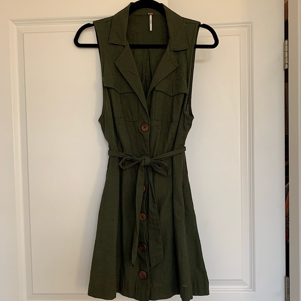 Linen button front dress